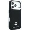 Dėklas Karl Lagerfeld Grained Choupette Head Metal MagSafe Case for iPhone 17 Pro Max / 18 Pro Max - Juodas