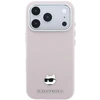 Dėklas Karl Lagerfeld Grained Choupette Head Metal MagSafe Case for iPhone 17 Pro Max / 18 Pro Max - Rožinė