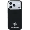 Karl Lagerfeld Grūdėtos odos Choupette galva Metal MagSafe dėklas, skirtas iPhone 17 Pro / 18 Pro - Juoda