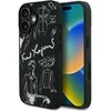 „Karl Lagerfeld“ grūdėto rašto ir logotipo „MagSafe“ dėklas, skirtas „iPhone 16“ – Juodas