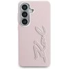 Dėklas Karl Lagerfeld Grained Signature Metal Resin Logo do Samsung Galaxy S26 rožinė