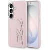 Dėklas Karl Lagerfeld Grained Signature Metal Resin Logo do Samsung Galaxy S26 rožinė