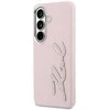 Dėklas Karl Lagerfeld Grained Signature Metal Resin Logo do Samsung Galaxy S26 rožinė