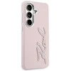 Dėklas Karl Lagerfeld Grained Signature Metal Resin Logo do Samsung Galaxy S26 rožinė