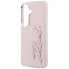 Dėklas Karl Lagerfeld Grained Signature Metal Resin Logo do Samsung Galaxy S26 rožinė