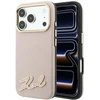 Dėklas Karl Lagerfeld Grained with Resin Signature Logo MagSafe, skirtas iPhone 18 Pro / 17 Pro, rožinis