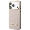 Dėklas Karl Lagerfeld Grained with Resin Signature Logo MagSafe, skirtas iPhone 18 Pro / 17 Pro, rožinis