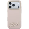 Dėklas Karl Lagerfeld Grained with Resin Signature Logo MagSafe, skirtas iPhone 18 Pro / 17 Pro, rožinis