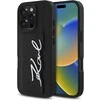 Dėklas Karl Lagerfeld HC Grained PU Cardslot Metal Signature skirtas Apple iPhone 16 Pro juodos spalvos