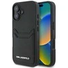 Karl Lagerfeld HC Grained PU Cardslot metalinis pailgas iPhone 16 dėklas - Juodas