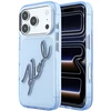 Karl Lagerfeld IML Big Signature derva metalo rėmelio dėklas, skirtas iPhone 17 Pro / 18 Pro – Mėlyna