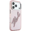 Dėklas Karl Lagerfeld IML Big Signature Resin Metal Frame Case for iPhone 18 Pro Max / 17 Pro Max - Rožinė