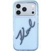 Karl Lagerfeld IML Big Signature derva metalo rėmelio dėklas, skirtas iPhone 17 Pro / 18 Pro – Mėlyna