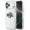 Karl Lagerfeld IML Glitter Karl &amp; Choupette Sketch Logo MagSafe dėklas skirtas Apple iPhone 17 Pro Max Clear