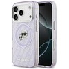 Karl Lagerfeld IML Glitter Karl & Choupette Heads Logo MagSafe dėklas skirtas Apple iPhone 17 Pro Violetinė