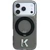 Dėklas Karl Lagerfeld IML Ring Stand 360 Kameo Metal MagSafe Case for iPhone 17 Pro Max / 18 Pro Max - Juoda