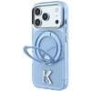 Dėklas Karl Lagerfeld IML Ring Stand 360 Kameo Metal MagSafe Case for iPhone 17 Pro Max / 18 Pro Max - Mėlyna