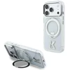 Karl Lagerfeld IML Ring Stand 360 Kameo Metal MagSafe dėklas, skirtas iPhone 17 Pro / 18 Pro – permatomas
