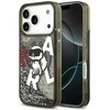 Dėklas Original Pouch Karl Lagerfeld Liquid Glitter Choupette Logo MagSafe skirtas Apple iPhone 17 Pro juodos spalvos