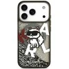 Dėklas Original Pouch Karl Lagerfeld Liquid Glitter Choupette Logo MagSafe skirtas Apple iPhone 17 Pro Max juodos spalvos