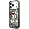 Dėklas Original Pouch Karl Lagerfeld Liquid Glitter Choupette Logo MagSafe skirtas Apple iPhone 17 Pro Max juodos spalvos
