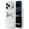 „Karl Lagerfeld“ skysto blizgučio „Karl Script“ logotipo „MagSafe“ dėklas, skirtas „iPhone 17 Pro“ – skaidrus