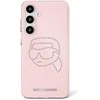Karl Lagerfeld Rhinestones K. Head Logo Samsung Galaxy S25 dėklas telefonui rožinės spalvos