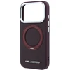 Karl Lagerfeld dėklas IPHONE 18 Pro/17 Pro, suderinamas su MagSafe (Ring Stand 360 Saffiano Classic Logo) bordinės spalvos