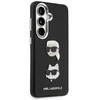 Karl Lagerfeld „Saffiano“ dvigubų galvučių metalinis dėklas, skirtas „Samsung Galaxy S26“, juodas
