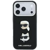Dėklas Karl Lagerfeld Saffiano Karl&Choupette Heads Pins Strap Logo Case for iPhone 18 Pro / 17 Pro - Juodas