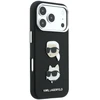 Dėklas Karl Lagerfeld Saffiano Karl&Choupette Heads Pins Strap Logo Case for iPhone 18 Pro / 17 Pro - Juodas