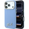 Dėklas Karl Lagerfeld Saffiano Small Script Metal Logo MagSafe Case for iPhone 17 Pro / 18 Pro - Light Mėlyna