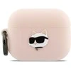 Karl Lagerfeld 3D Logo NFT Choupette Head Silicone dėklas skirtas AirPods Pro 3 Rožinė