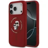 Dėklas Karl Lagerfeld Silicone Karl&Choupette Ring MagSafe do iPhone 18 Pro / 17 Pro raudona
