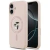 Dėklas Karl Lagerfeld Silicone Karl&Choupette Ring MagSafe skirtas Apple iPhone 17 rožinės spalvos