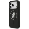 Dėklas Karl Lagerfeld Silicone Karl&Choupette Ring MagSafe do iPhone 18 Pro / iPhone 17 Pro juoda