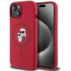 Karl Lagerfeld silikoninis Karl&amp;Choupette Heads Ring MagSafe iPhone 15 dėklas - Raudona