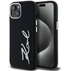 Dėklas Karl Lagerfeld Silicone Metal Script Logo iPhone 15 Case - Juodas