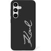 Karl Lagerfeld Silicone Metal Signature Logo Samsung Galaxy S25 dėklas telefonui juodos spalvos