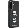 Karl Lagerfeld Liquid Silicone Metal Karl and Choupette dėklas skirtas Samsung Galaxy A57 juodos spalvos