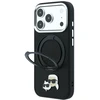 Karl Lagerfeld PU Grained K&CH Heads Ring Stand Magsafe dėklas skirtas iPhone 18 Pro Max juodos spalvos