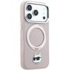 Dėklas Karl Lagerfeld with Ring Stand 360 Choupette Head Pin MagSafe do iPhone 18 Pro / 17 Pro rožinė