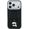 Dėklas Karl Lagerfeld with Ring Stand 360 Karl Head Pin MagSafe Case for iPhone 18 Pro Max / 17 Pro Max - Juodas