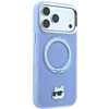 Dėklas Cg Mobile Sas Karl Lagerfeld with Ring Stand 360 Choupette Head Pin MagSafe case for Iphone 18 Pro / 17 Pro mėlynas