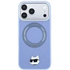 Dėklas Cg Mobile Sas Karl Lagerfeld with Ring Stand 360 Choupette Head Pin MagSafe case for Iphone 18 Pro / 17 Pro mėlynas
