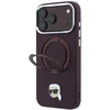 Dėklas Karl Lagerfeld with Ring Stand 360 Karl Head Pin MagSafe do iPhone 18 Pro Max / 17 Pro Max bordo spalvos