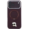 Dėklas Karl Lagerfeld with Ring Stand 360 Karl Head Pin MagSafe do iPhone 18 Pro Max / 17 Pro Max bordo spalvos