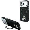Dėklas Karl Lagerfeld with Ring Stand 360 Karl & Choupette Heads Pin MagSafe do iPhone 18 Pro / 17 Pro juoda