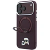 Karl Lagerfeld PU Grained K&CH Heads Ring Stand Magsafe dėklas, skirtas iPhone 18 Pro Max, bordo spalvos