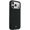 Dėklas Mercedes Leather Crossed Lines MagSafe skirtas iPhone 18 Pro Max/ 17 Pro Max juodas